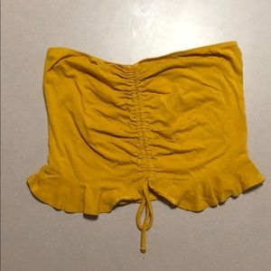 Yellow strapless crop top